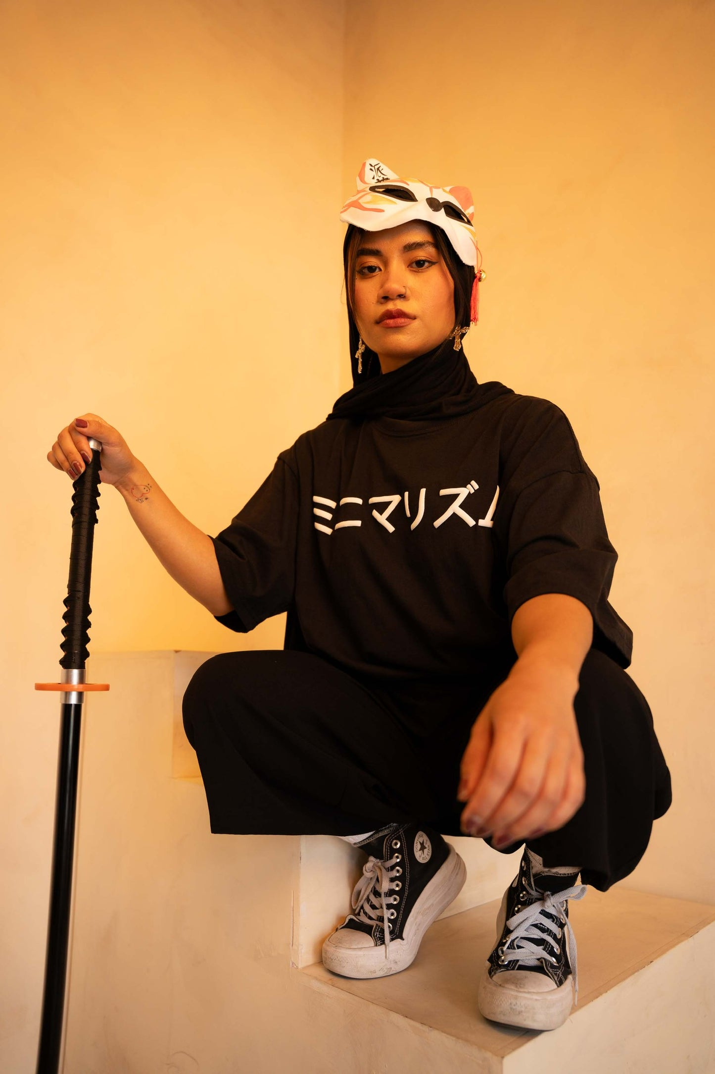 'THUNDER' Black Oversized Summer T Shirt